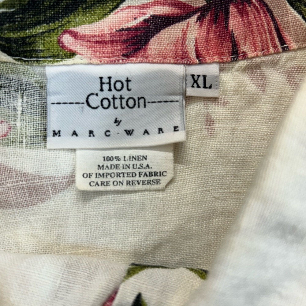 100% Linen Floral Women Pajamas Set - Pink and Cream.XL - Picture 7 of 11